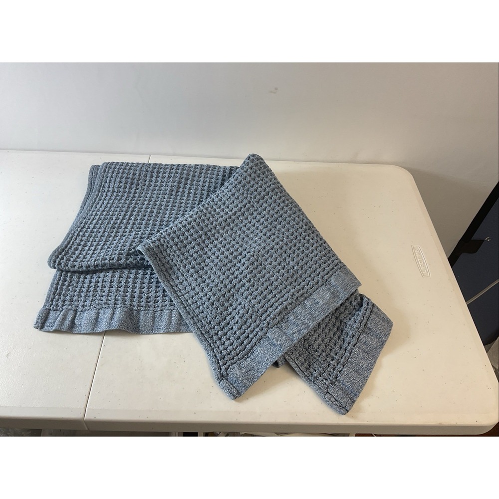 ONSEN Supima Cotton Waffle Bath Towel Denim Blue